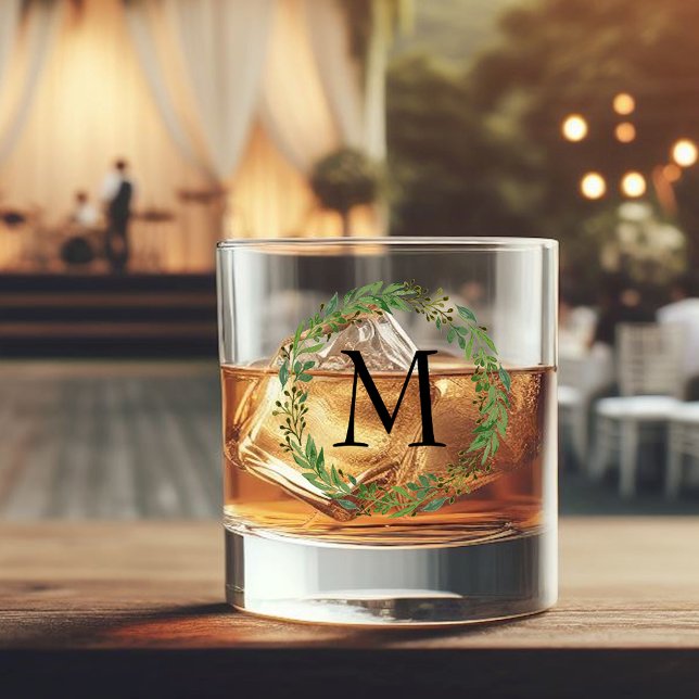 Custom Classic Vintage Chic Black Monogram Whiskey Glass (Creator Uploaded)