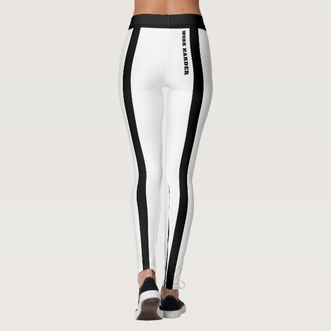 Custom Classic White & Black Stripes Leggings (Back)