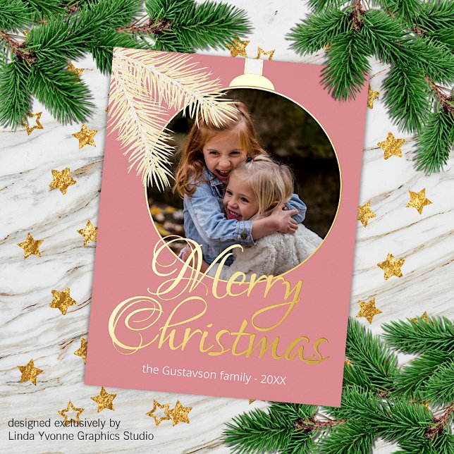 Custom Classic White Pine Tree Needles Gold Foil Holiday Postcard (Creator Uploaded)