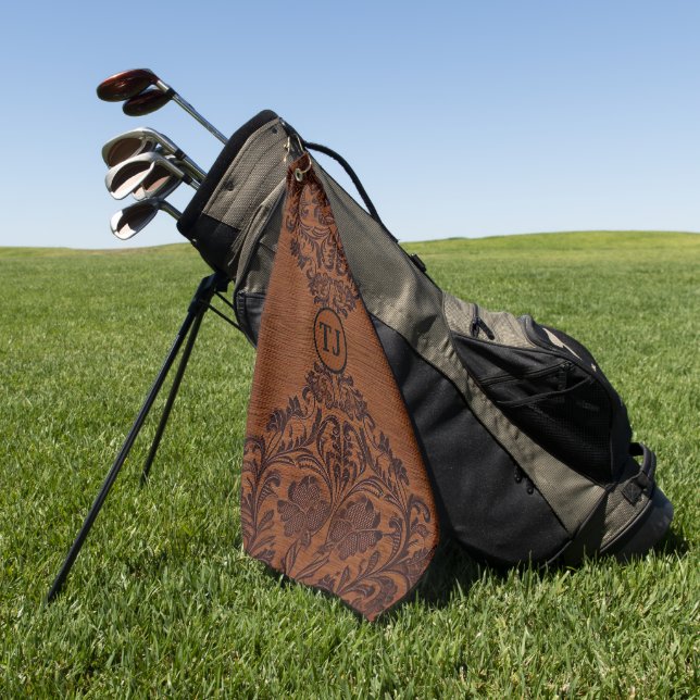 Custom Classic Woodgrain Design Golf Towel (Green)