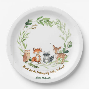 custom classic woodland animals design paper plate