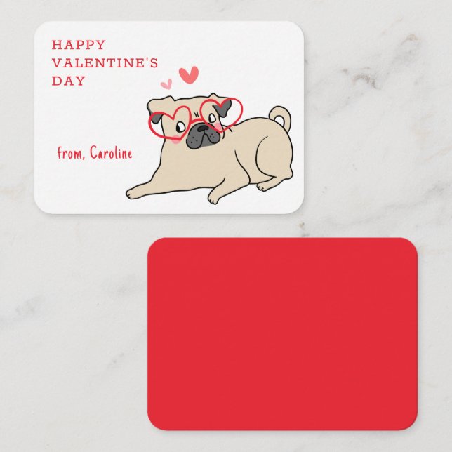 Custom Classroom Cute Dog Happy Valentine's Day  Card (Front/Back)