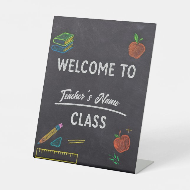 custom classroom decor - welcome poster pedestal sign (Front)