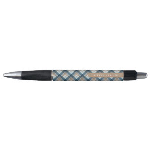 Custom Classy Beige Brown Blue White Plaid Pattern