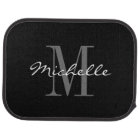 Custom classy black and white monogram car mat set