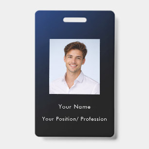 Custom Classy Modern Blue Gradient Employee Photo ID Badge