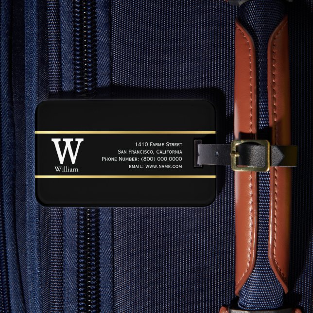 Custom Classy Travel Black Luggage Tag (Front Insitu 4)