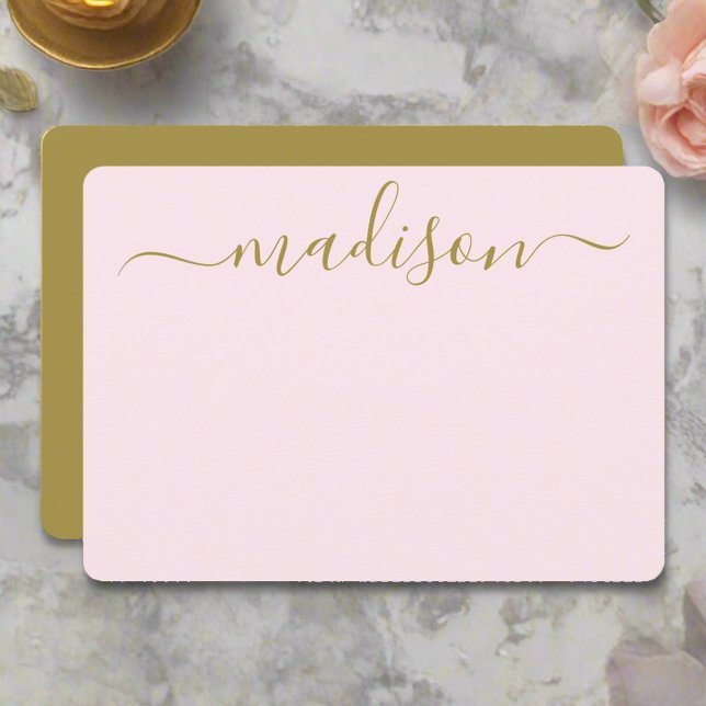 Custom Clean Blush Pink & Gold Typography Name Card (Creator Uploaded)