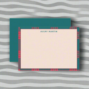 Custom Clean Name Gingham Pattern Classy Monogram Card