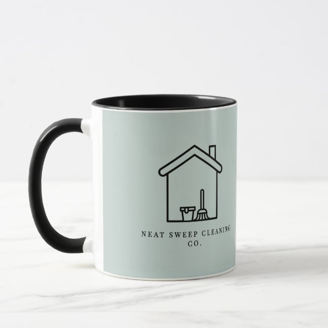 Custom Cleaning Business Logo QR Code Contact Mug (Left)