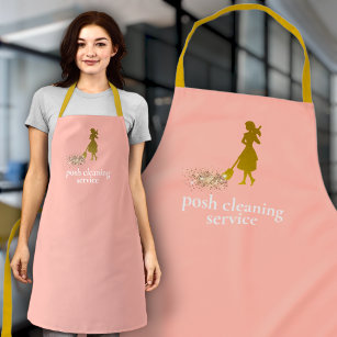 Custom Cleaning Service Co. Name Pink & Gold Staff Apron