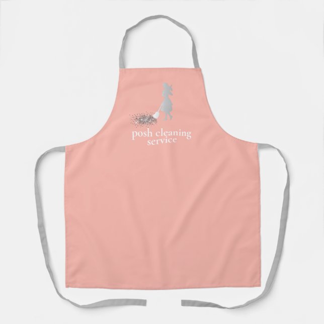 Custom Cleaning Service Co. Name Pink Silver Staff Apron (Front)