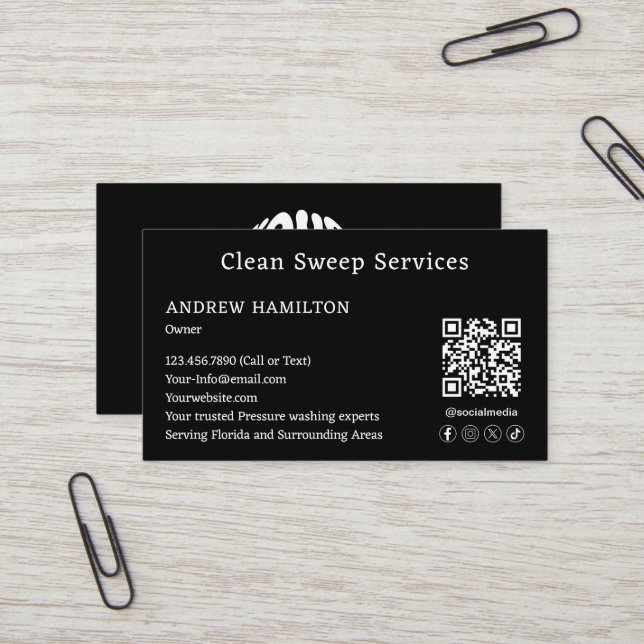 Custom Cleaning Service Simple Modern Job Template Business Card (Front/Back In Situ)