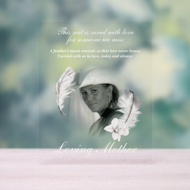 Custom Client Feathers Photo Acrylic Sign (Neutral)