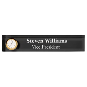 Custom Clock Desk Nameplate