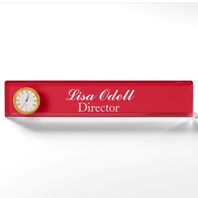Custom Clock Desk Nameplate (Front)