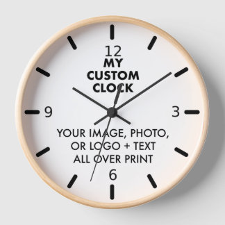 Custom Clock NATURAL Wood, BLACK Hands, 4 NUMBERS