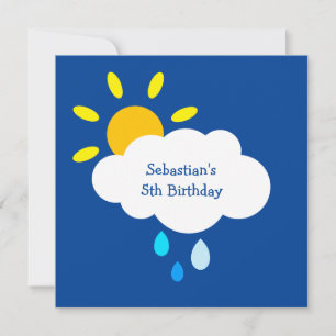Custom Cloud, Sun & Raindrops Birthday Invite