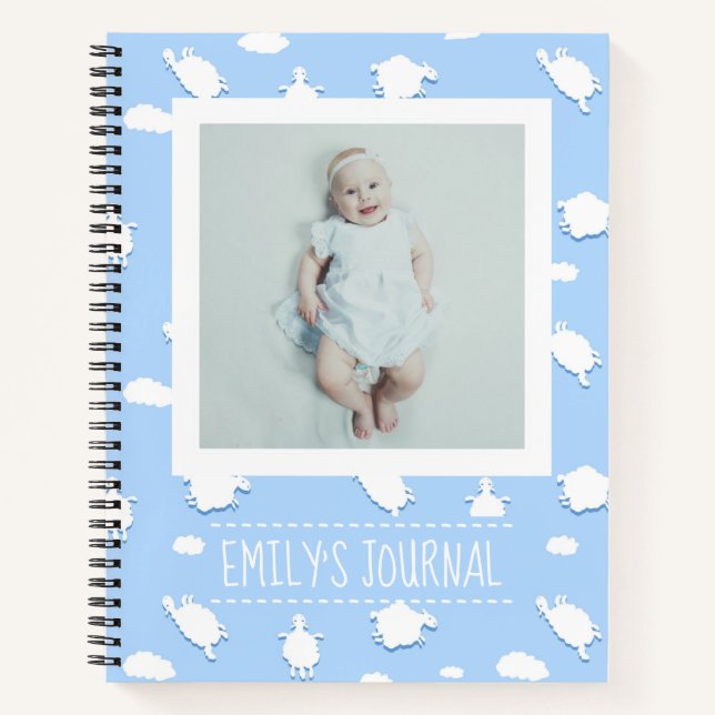 Custom Clouds and Sheep Baby Photo Journal (Front)