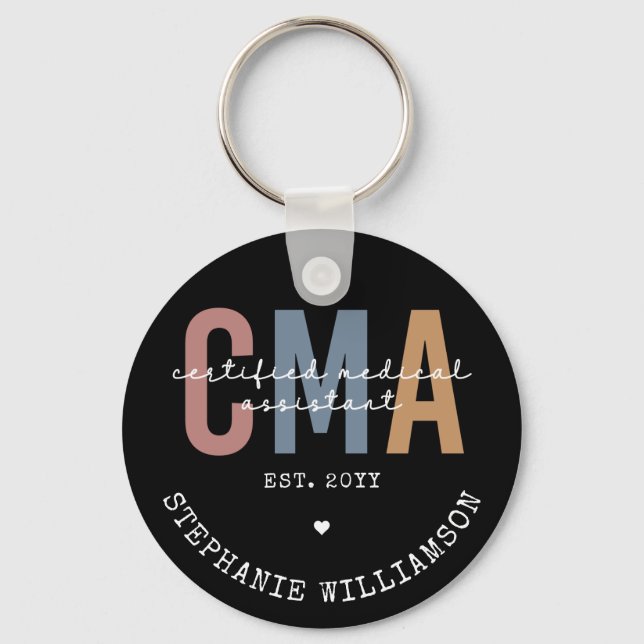 Custom CMA Certified Medical Assistant Key Ring (Front)