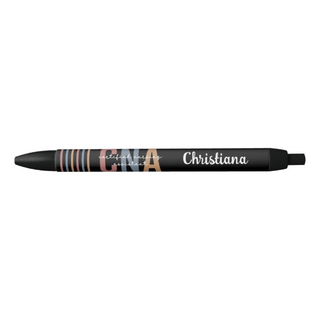 Custom CNA Retro Certified Nursing Assistant Gifts Black Ink Pen (Front)