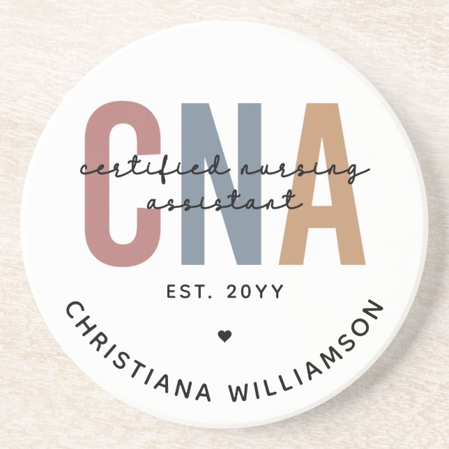 Custom CNA Retro Certified Nursing Assistant Gifts Coaster (Front)