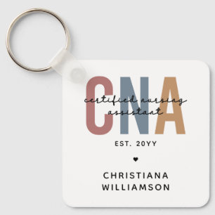 Custom CNA Retro Certified Nursing Assistant Gifts Key Ring