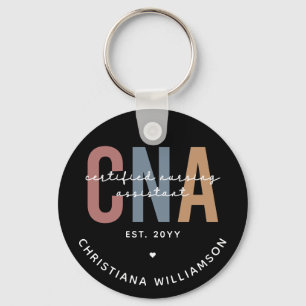 Custom CNA Retro Certified Nursing Assistant Gifts Key Ring