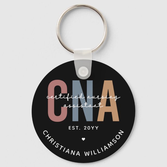 Custom CNA Retro Certified Nursing Assistant Gifts Key Ring (Front)