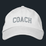 Custom Coach Gift Embroidered Hat<br><div class="desc">Show your appreciation with a custom embroidered “COACH” baseball cap, designed in a bold athletic block style for a classic, sporty look. Easily personalize it using the design tools—change the font, select thread colors, or add a coach’s name or team mascot to make it truly one of a kind. Available...</div>