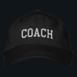 Custom Coach Gift Embroidered Hat<br><div class="desc">Show your appreciation with a custom embroidered “COACH” baseball cap, designed in a bold athletic block style for a classic, sporty look. Easily personalize it using the design tools—change the font, select thread colors, or add a coach’s name or team mascot to make it truly one of a kind. Available...</div>