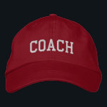 Custom Coach Gift Embroidered Hat<br><div class="desc">Show your appreciation with a custom embroidered “COACH” baseball cap, designed in a bold athletic block style for a classic, sporty look. Easily personalize it using the design tools—change the font, select thread colors, or add a coach’s name or team mascot to make it truly one of a kind. Available...</div>