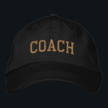Custom Coach Gift Embroidered Hat<br><div class="desc">Show your appreciation with a custom embroidered “COACH” baseball cap, designed in a bold athletic block style for a classic, sporty look. Easily personalize it using the design tools—change the font, select thread colors, or add a coach’s name or team mascot to make it truly one of a kind. Available...</div>