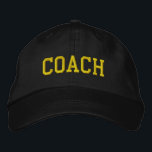 Custom Coach Gift Embroidered Hat<br><div class="desc">Show your appreciation with a custom embroidered “COACH” baseball cap, designed in a bold athletic block style for a classic, sporty look. Easily personalize it using the design tools—change the font, select thread colors, or add a coach’s name or team mascot to make it truly one of a kind. Available...</div>