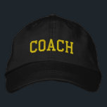 Custom Coach Gift Embroidered Hat<br><div class="desc">Show your appreciation with a custom embroidered “COACH” baseball cap, designed in a bold athletic block style for a classic, sporty look. Easily personalize it using the design tools—change the font, select thread colors, or add a coach’s name or team mascot to make it truly one of a kind. Available...</div>