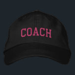 Custom Coach Gift Embroidered Hat<br><div class="desc">Show your appreciation with a custom embroidered “COACH” baseball cap, designed in a bold athletic block style for a classic, sporty look. Easily personalize it using the design tools—change the font, select thread colors, or add a coach’s name or team mascot to make it truly one of a kind. Available...</div>