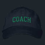 Custom Coach Gift Embroidered Hat<br><div class="desc">Show your appreciation with a custom embroidered “COACH” baseball cap, designed in a bold athletic block style for a classic, sporty look. Easily personalize it using the design tools—change the font, select thread colors, or add a coach’s name or team mascot to make it truly one of a kind. Available...</div>