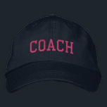 Custom Coach Gift Embroidered Hat<br><div class="desc">Show your appreciation with a custom embroidered “COACH” baseball cap, designed in a bold athletic block style for a classic, sporty look. Easily personalize it using the design tools—change the font, select thread colors, or add a coach’s name or team mascot to make it truly one of a kind. Available...</div>