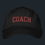 Custom Coach Gift Embroidered Hat<br><div class="desc">Show your appreciation with a custom embroidered “COACH” baseball cap, designed in a bold athletic block style for a classic, sporty look. Easily personalize it using the design tools—change the font, select thread colors, or add a coach’s name or team mascot to make it truly one of a kind. Available...</div>