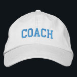Custom Coach Gift Embroidered Hat<br><div class="desc">Show your appreciation with a custom embroidered “COACH” baseball cap, designed in a bold athletic block style for a classic, sporty look. Easily personalize it using the design tools—change the font, select thread colors, or add a coach’s name or team mascot to make it truly one of a kind. Available...</div>