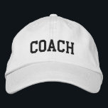 Custom Coach Gift Embroidered Hat<br><div class="desc">Show your appreciation with a custom embroidered “COACH” baseball cap, designed in a bold athletic block style for a classic, sporty look. Easily personalize it using the design tools—change the font, select thread colors, or add a coach’s name or team mascot to make it truly one of a kind. Available...</div>