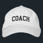 Custom Coach Gift Embroidered Hat<br><div class="desc">Show your appreciation with a custom embroidered “COACH” baseball cap, designed in a bold athletic block style for a classic, sporty look. Easily personalize it using the design tools—change the font, select thread colors, or add a coach’s name or team mascot to make it truly one of a kind. Available...</div>