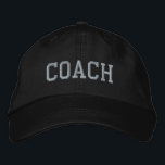 Custom Coach Gift Embroidered Hat<br><div class="desc">Show your appreciation with a custom embroidered “COACH” baseball cap, designed in a bold athletic block style for a classic, sporty look. Easily personalize it using the design tools—change the font, select thread colors, or add a coach’s name or team mascot to make it truly one of a kind. Available...</div>