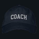 Custom Coach Gift Embroidered Hat<br><div class="desc">Show your appreciation with a custom embroidered “COACH” baseball cap, designed in a bold athletic block style for a classic, sporty look. Easily personalize it using the design tools—change the font, select thread colors, or add a coach’s name or team mascot to make it truly one of a kind. Available...</div>