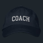 Custom Coach Gift Embroidered Hat<br><div class="desc">Show your appreciation with a custom embroidered “COACH” baseball cap, designed in a bold athletic block style for a classic, sporty look. Easily personalize it using the design tools—change the font, select thread colors, or add a coach’s name or team mascot to make it truly one of a kind. Available...</div>