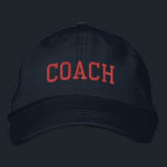 Custom Coach Gift Embroidered Hat<br><div class="desc">Show your appreciation with a custom embroidered “COACH” baseball cap, designed in a bold athletic block style for a classic, sporty look. Easily personalize it using the design tools—change the font, select thread colors, or add a coach’s name or team mascot to make it truly one of a kind. Available...</div>