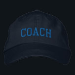 Custom Coach Gift Embroidered Hat<br><div class="desc">Show your appreciation with a custom embroidered “COACH” baseball cap, designed in a bold athletic block style for a classic, sporty look. Easily personalize it using the design tools—change the font, select thread colors, or add a coach’s name or team mascot to make it truly one of a kind. Available...</div>