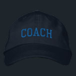 Custom Coach Gift Embroidered Hat<br><div class="desc">Show your appreciation with a custom embroidered “COACH” baseball cap, designed in a bold athletic block style for a classic, sporty look. Easily personalize it using the design tools—change the font, select thread colors, or add a coach’s name or team mascot to make it truly one of a kind. Available...</div>