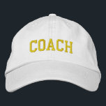 Custom Coach Gift Embroidered Hat<br><div class="desc">Show your appreciation with a custom embroidered “COACH” baseball cap, designed in a bold athletic block style for a classic, sporty look. Easily personalize it using the design tools—change the font, select thread colors, or add a coach’s name or team mascot to make it truly one of a kind. Available...</div>