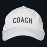 Custom Coach Gift Embroidered Hat<br><div class="desc">Show your appreciation with a custom embroidered “COACH” baseball cap, designed in a bold athletic block style for a classic, sporty look. Easily personalize it using the design tools—change the font, select thread colors, or add a coach’s name or team mascot to make it truly one of a kind. Available...</div>